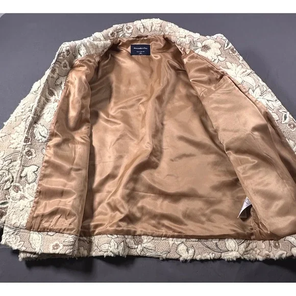 Abercrombie & Fitch Floral Tapestry Workwear Jacket Tan Cream XXL AF-1892